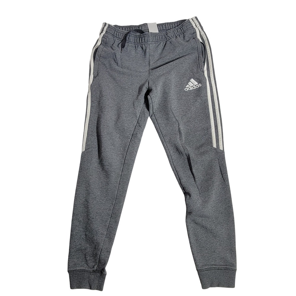 Adidas Mens XS‎ Gray 3 Stripe Joggers Slim Fit Tapered Sweatpants